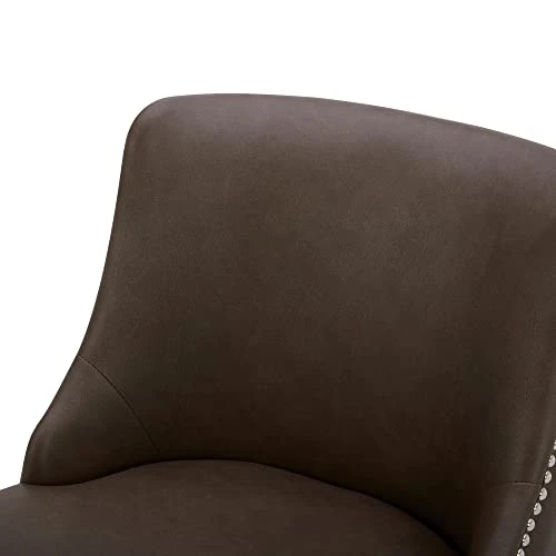 CHITA Counter Height Swivel Barstools, 26" H Seat Height Upholstered Bar Stools Set Of 2, Faux Leather In Chocolate - Image 4