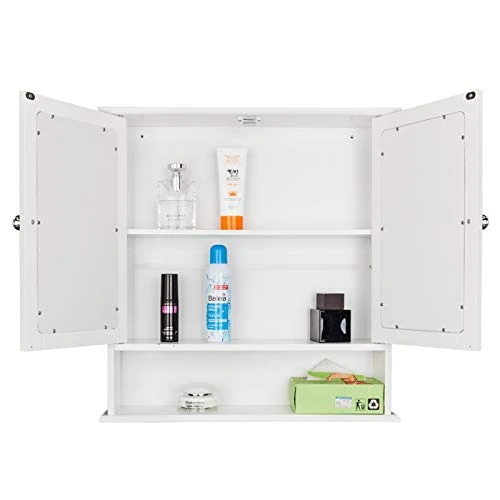 GENERIC Costoffs Wall Mounted Cabinet White Bathroom Storage Cupboard Double Door (22’‘ X 5.1’‘ X 22.8’‘) - Image 2