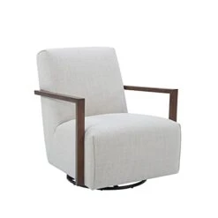 Amazon Brand β Rivet Contemporary Upholstered Glider Accent Chair With Wood Arms, 30.3"W, Stucco