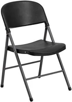 Flash Furniture Mirra 6 Pack HERCULES Series 330 Lb. Capacity Granite White Plastic Folding Chair With Charcoal Frame