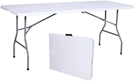 Uenjoy 6' Portable Folding Table Plastic Indoor Outdoor Picnic Party Camp Dining White - Image 8