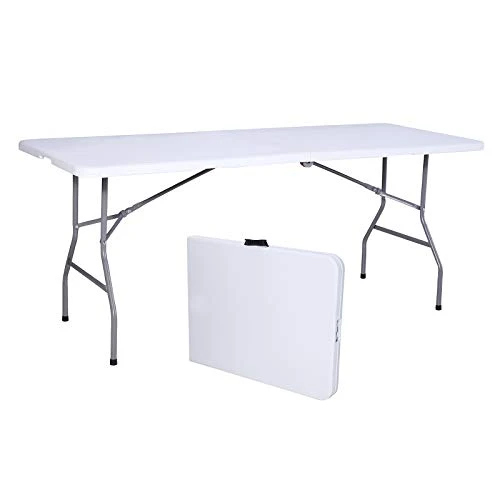 Uenjoy 6' Portable Folding Table Plastic Indoor Outdoor Picnic Party Camp Dining White