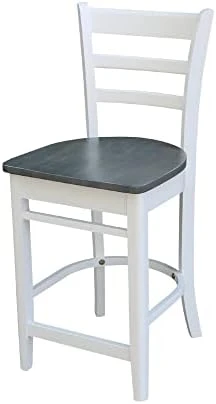 International Concepts Emily CounterHeight Stool-24 Seat Height Stool, White/Heather Gray - Image 5
