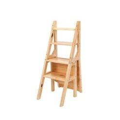 DINGZZ Folding Ladder Staircase Multi-Functional Folding Solid Wood Ladder Stool,Step Stool Household Muliti-Color Stool Step Ladder Foldable Stepladder