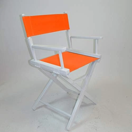 Gold Medal Contemporary 18" Table Height White Frame Directors Chair With Sunbrella Cover Set - Marine Blue - Image 14