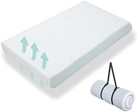 Hush Hutting 5" Memory Foam Crib Mattress, Dual Sided Waterproof Toddler Bed Mattress, Double-Layer Baby Mattresses For Infant And Toddler With Removable Bamboo Mattress Cover - White & Blue - Image 9