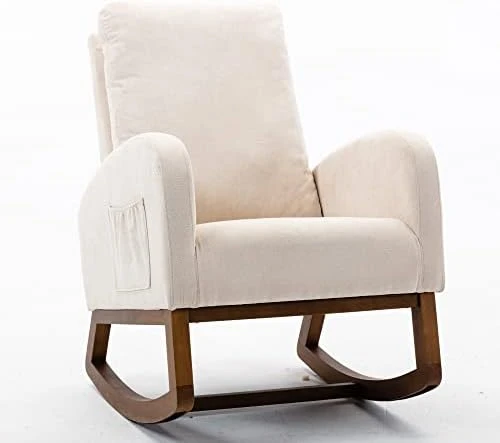 HomSof Rocker Recliner, Polyester Rocking Nursery, Modern Lounge Chair For Living Room, One Size, Yellow Swivel Glider - Image 11