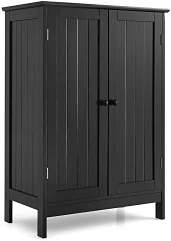 Tangkula Bathroom Floor Cabinet, Freestanding Storage Cabinet With Double Doors And Shelf, Modern Home Furniture, Wooden Home Organizer For Living Room, Bathroom Storage Cabinet, White - Image 7