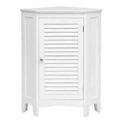 Tangkula Corner Bathroom Cabinet With Single Shutter Door & 2 Shelves, Freestanding Floor Corner Cabinet, Home Storage Cabinet For Bathroom Kitchen Living Room Bedroom (White)