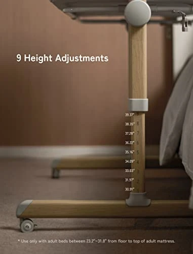 Baby Bassinet Bedside Sleeper, Besrey Bedside Bassinet For Newborn Infant With Comfy Mattress, 9 Height Positions, Adjustable Bedside Crib With 360° Swivel Wheels, Bassinet Sleeper With Storage Basket - Image 2