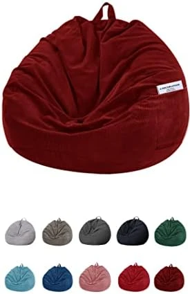 SANMADROLA Stuffed Animal Storage Bean Bag Chair Cover (No Filler) For Kids And Adults.Soft Premium Corduroy Stuffable Beanbag For Organizing Children Plush Toys Or Memory Foam Extra Large 300L (Grey) - Image 10