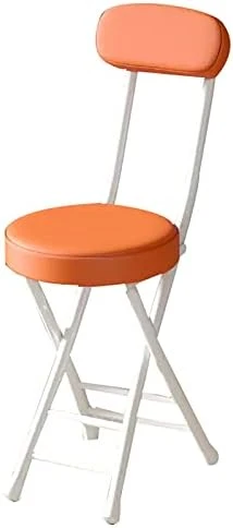 QQXX 18 Inch Folding Stool With Backrest,Portable Collapsible Short Bar Stool Leather Padded Seat,Round Foldable Stool Outdoor/Indoor Camping Kitchen Cafe(Seat Height 18", Black) - Image 7