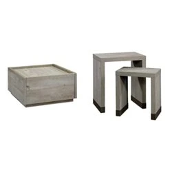 Sauder Manhattan Gate Coffee Table, L: 31.02" X W: 30.95" X H: 16.06", Mystic Oak Finish & Sauder Manhattan Gate Nesting Tables, Mystic Oak Finish