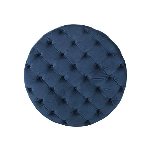 Christopher Knight Home Sabina Round Tufted Velvet Ottoman, Blue - Image 3