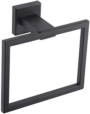 KES Bathroom Towel Ring SUS 304 Stainless Steel Shower Towel Hanger Holder Modern Square Style Wall Mount Matte Black Finish, A2480-BK - Image 9