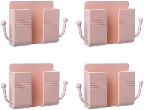 Sakalaexp Wall-Mounted Storage Box Remote Control Mobile Phone Plug Charging Wall Holder Self-Adhesive Punch Free Organizer Rack Cellphone Wall Mount Bed Side Shelf For Home Office - Image 15