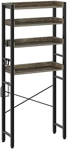 Rolanstar Over The Toilet Storage Rack, 4-Tier Bathroom Space Saver With Adjustable Shelves, Bathroom Organizer For Bathroom Washroom, Rustic Brown - Image 6