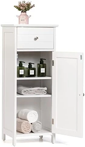 GLACER Bathroom Floor Cabinet, Multifunctional Freestanding Side Storage Cabinet With Adjustable Shelf, Equipped With Anti-toppling Fitting, 14 X 12 X 34.5 Inches (White) - Image 10