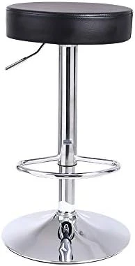 KKTONER Round Bar Stool PU Leather With Footrest Height Adjustable Swivel Pub Chair Home Kitchen Bar Stools Backless Stool (Pink) - Image 6