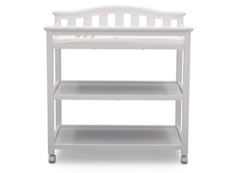 Delta Children Bell Top Changing Table With Wheels And Changing Pad, Greenguard Gold Certified, White - Image 4