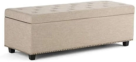 SIMPLIHOME Hamilton 48 Inch Wide Rectangle Lift Top Storage Ottoman In Distressed Umber Brown Tufted Faux Leather With Large Storage Space For The Living Room, Entryway, Bedroom, Transitional - Image 10