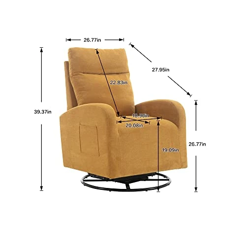 HomSof Rocker Recliner, Polyester Rocking Nursery, Modern Lounge Chair For Living Room, One Size, Yellow Swivel Glider - Image 4