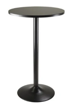 Winsome Obsidian Pub Table Round Black Mdf Top With Black Leg And Base - 23.7-Inch Top, 39.76-Inch Height