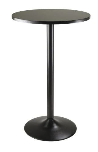 Winsome Obsidian Pub Table Round Black Mdf Top With Black Leg And Base - 23.7-Inch Top, 39.76-Inch Height