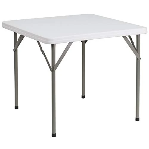 EMMA + OLIVER 2.85-Foot Square Granite White Plastic Folding Table - Event Folding Table - Image 2