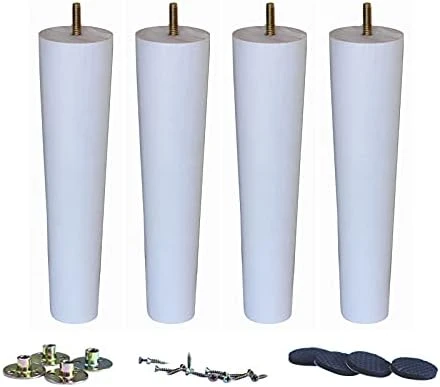 WEICHUAN White Round Solid Wood Replacement Sofa Couch Chair Ottoman Loveseat Coffee Table Cabinet Furniture Wood Legs(4" Set Of 4) - Image 4