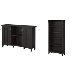 Bush Furniture Salinas Accent Storage Cabinet With Doors In Vintage Black & Salinas 5 Shelf Bookcase In Vintage Black