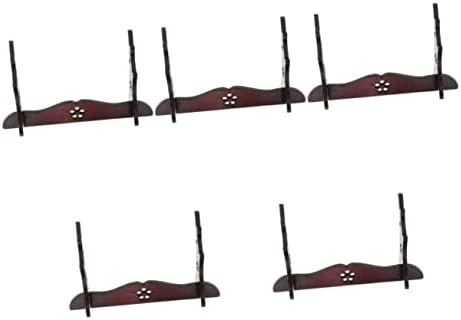 Zerodeko Storage Handicraft Flute Swords Hanger Samurai Holder Katana Rack Table Single Office Wizard Home Wand Wooden Brown Decorative Shelf Collection Organizer 5pcs - Image 11