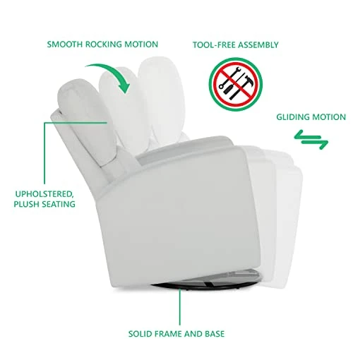 Evolur Habana Massager, Swivel, Easy Assembly Glider Chair, Misty Grey - Image 3