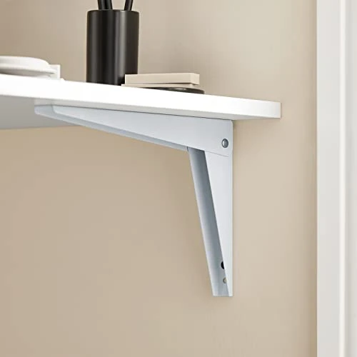 Haotian FWT21-W, White Wall-Mounted Drop-Leaf Table, Folding Kitchen & Dining Table Desk, Home Office Table Desk, Workstation Computer Desk, Trestle Desk - Image 2