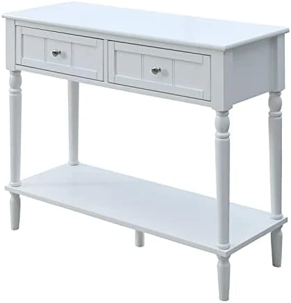 Convenience Concepts French Country 2 Drawer Hall Table With Shelf, White - Image 5