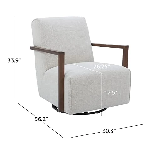 Amazon Brand – Rivet Contemporary Upholstered Glider Accent Chair With Wood Arms, 30.3"W, Stucco - Image 5
