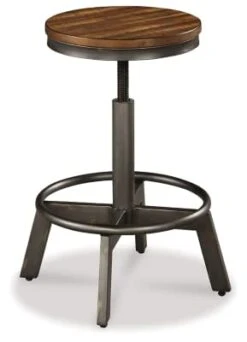 Signature Design By Ashley Torjin Industrial 24" Adjustable Height Barstool, 2 Count, Brown