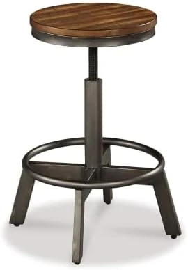 Signature Design By Ashley Torjin Industrial 24" Adjustable Height Barstool, 2 Count, Brown - Image 6