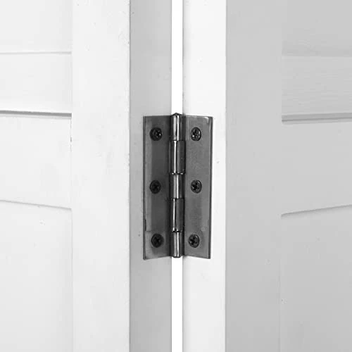 MyGift 3-Panel Vintage White Louvered Wood Folding Room Divider - Image 4