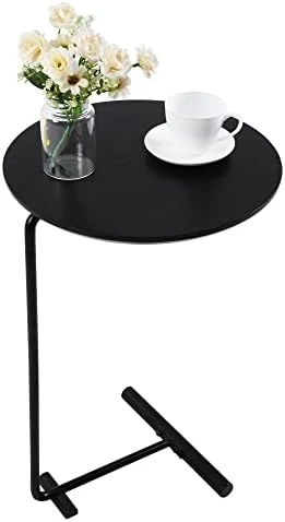 C Table,Couch Tables That Slide Under,C Shaped Side Table,Sofa End Table For Living Room Bedside Bathroom Snack Coffee Laptop Tables,Egg Oval-Shaped,Metal Frame,Easy Assembly Black(Upgraded) - Image 14