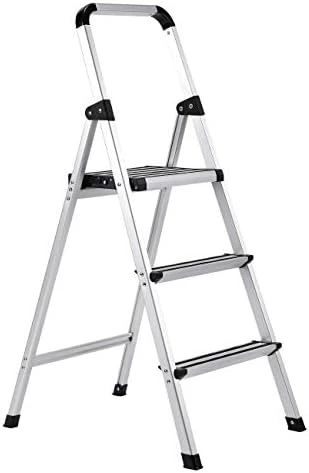 BirdRock Home 2-Step Aluminum Step Ladder - Sturdy Thin Folding Stool - 2 Anti-Slip Steps - Wide Platform - Great For Your Kitchen, Pantry, Closets, Or Home Office - Modern Stool - Indoor - Silver - Image 4