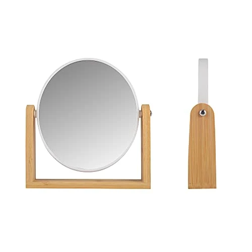 LOTIKO Makeup Mirror With Natural Bamboo Stand, 1X/3X Magnification Double Sided 360 Degree Swivel Magnifying Mirror,Vanity Table,Office Desk,Room Decor, Beauty Gifts(Oval) - Image 2