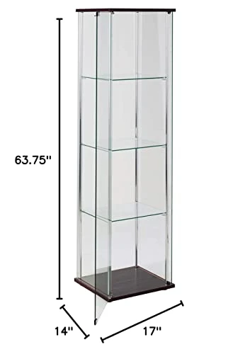 Coaster 4-Shelf Glass Curio Cabinet Cappuccino And Clear 950172 - Image 6