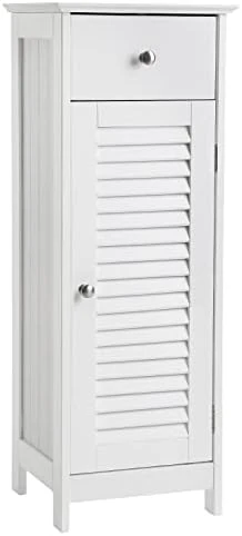 VASAGLE Bathroom Storage Cabinet Free Standing, With Drawer And Adjustable Shelf, Kitchen Cupboard, Wooden Entryway Storage Cabinet, 23.6 X 11.8 X 31.5 Inches, White UBBC61WT - Image 5
