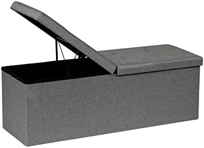 B FSOBEIIALEO Storage Ottoman With Filpping Lids, Ottoman Storage Bench Footrest Seat, Storage Organizer Toy Chest Faux Leather 30"x15"x15" (Black) - Image 12