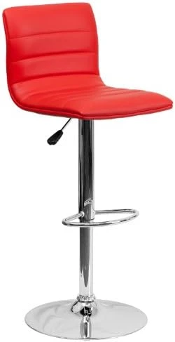Flash Furniture Modern Burgundy Vinyl Adjustable Bar Stool With Back, Counter Height Swivel Stool With Chrome-Pedestal Base - Image 14