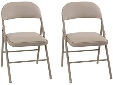 Cosco Vinyl Folding Chair, 4 Pack, Antique Linen - Image 3