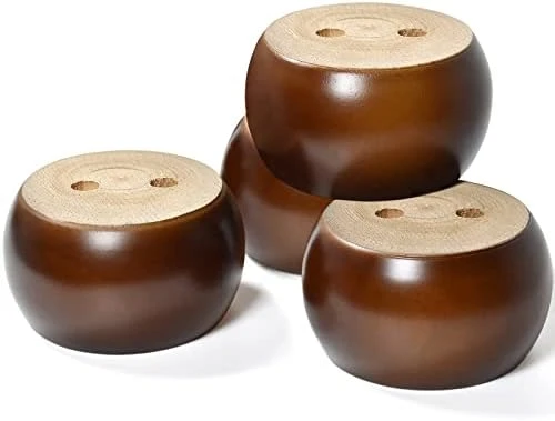 AORYVIC 2 Inch Wooden Bun Feet For Furniture Round Sofa Bed Leg With Screws Set Of 4 (Brown) - Image 5