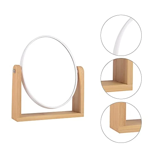 LOTIKO Makeup Mirror With Natural Bamboo Stand, 1X/3X Magnification Double Sided 360 Degree Swivel Magnifying Mirror,Vanity Table,Office Desk,Room Decor, Beauty Gifts(Oval) - Image 4