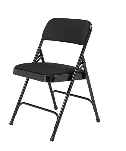 (4 Pack) National Public Seating 2200 Series Deluxe Fabric Upholstered Double Hinge Premium Folding Chair, Midnight Black, 480 Lbs Capacity - Image 2